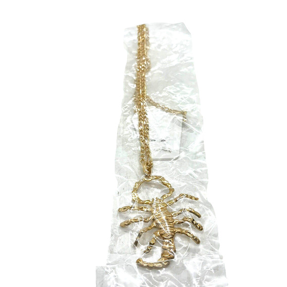 Scorpion Necklace Gold Tone 30” Chain Large Pendant Hip Hop Bling Pirate Funky - Picture 1 of 14